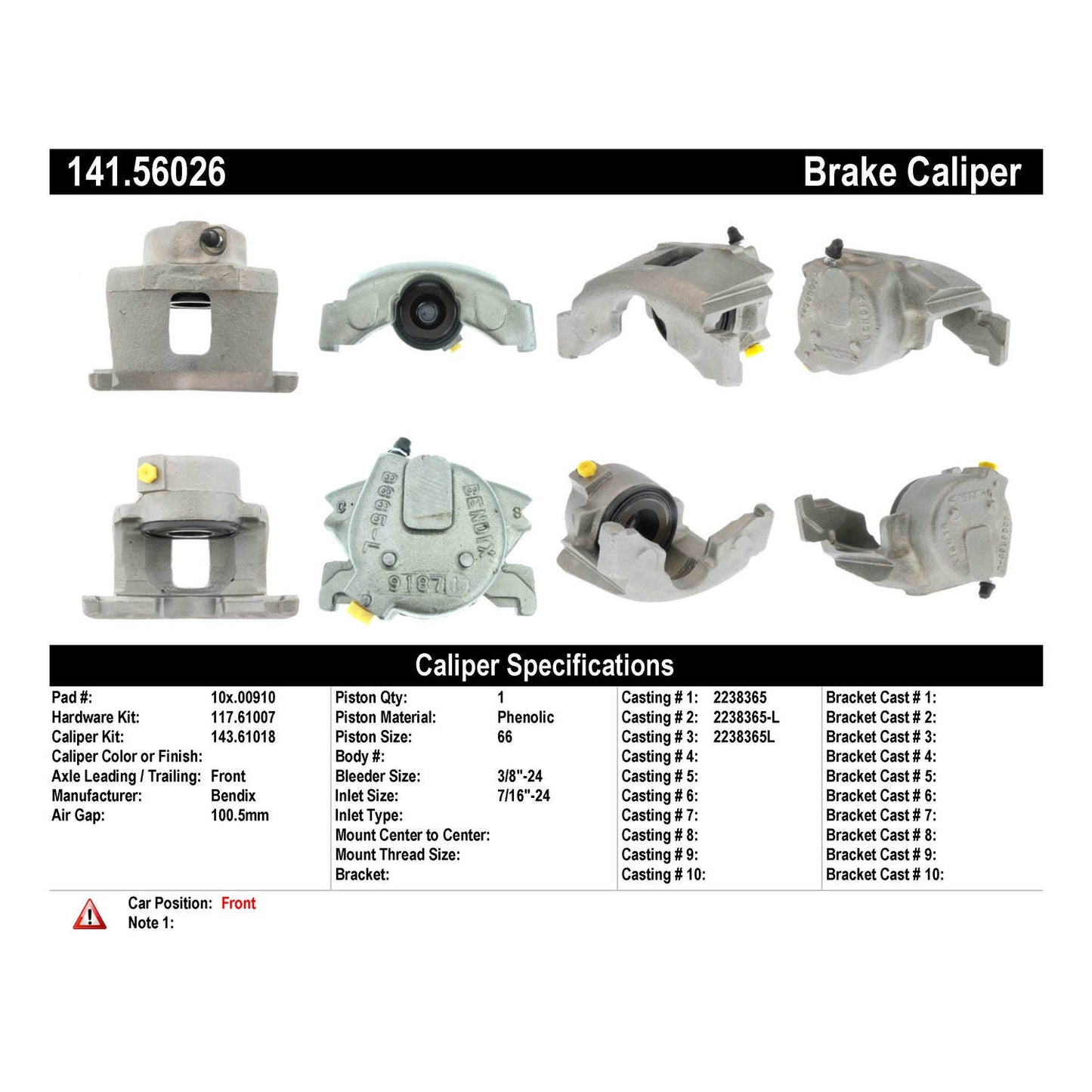 Stoptech Centric Semi-Loaded Brake Caliper - Front Left 141.56026