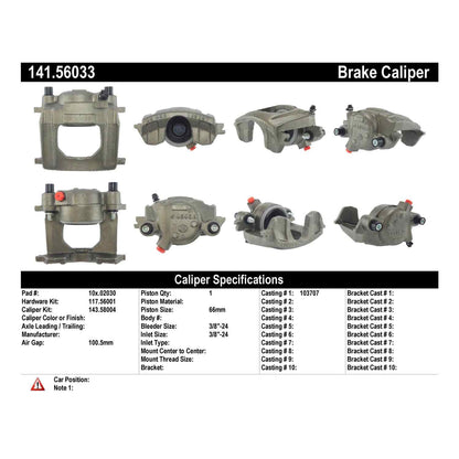 Centric Parts Disc Brake Caliper Semi-Loaded with New Phenolic Pistons for 1982-2006 American Motors & Hummer Models 141.56033