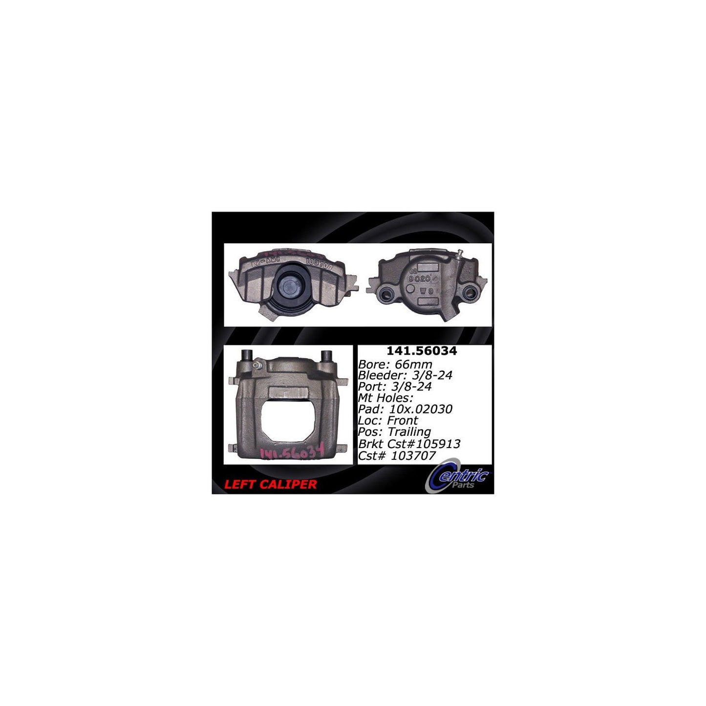 Stoptech Centric Semi-Loaded Brake Caliper - Front Left 141.56034