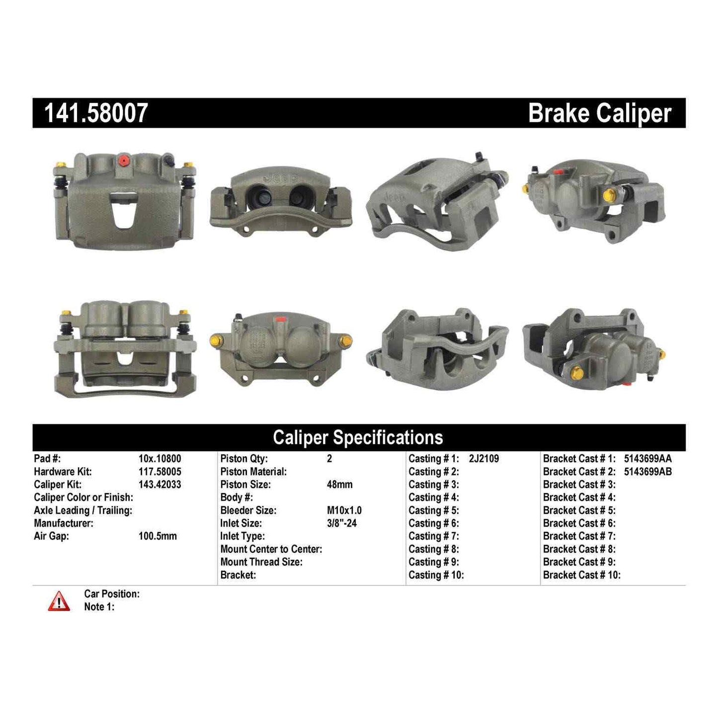 Stoptech Centric Semi-Loaded Brake Caliper - Front Right 141.58007