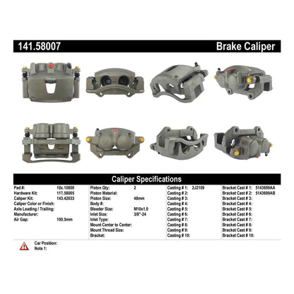Stoptech Centric Semi-Loaded Brake Caliper - Front Right 141.58007