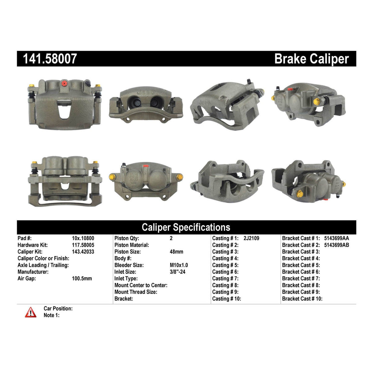 Stoptech Centric Semi-Loaded Brake Caliper - Front Right 141.58007