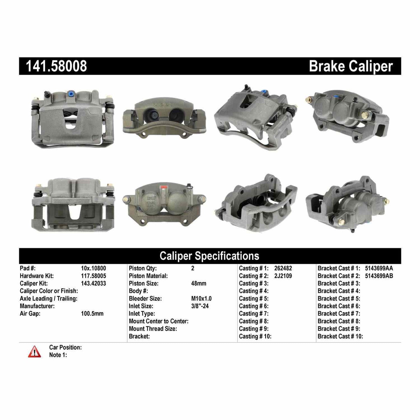 Stoptech Centric Semi-Loaded Brake Caliper - Front Left 141.58008