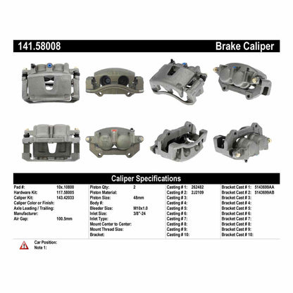 Stoptech Centric Semi-Loaded Brake Caliper - Front Left 141.58008