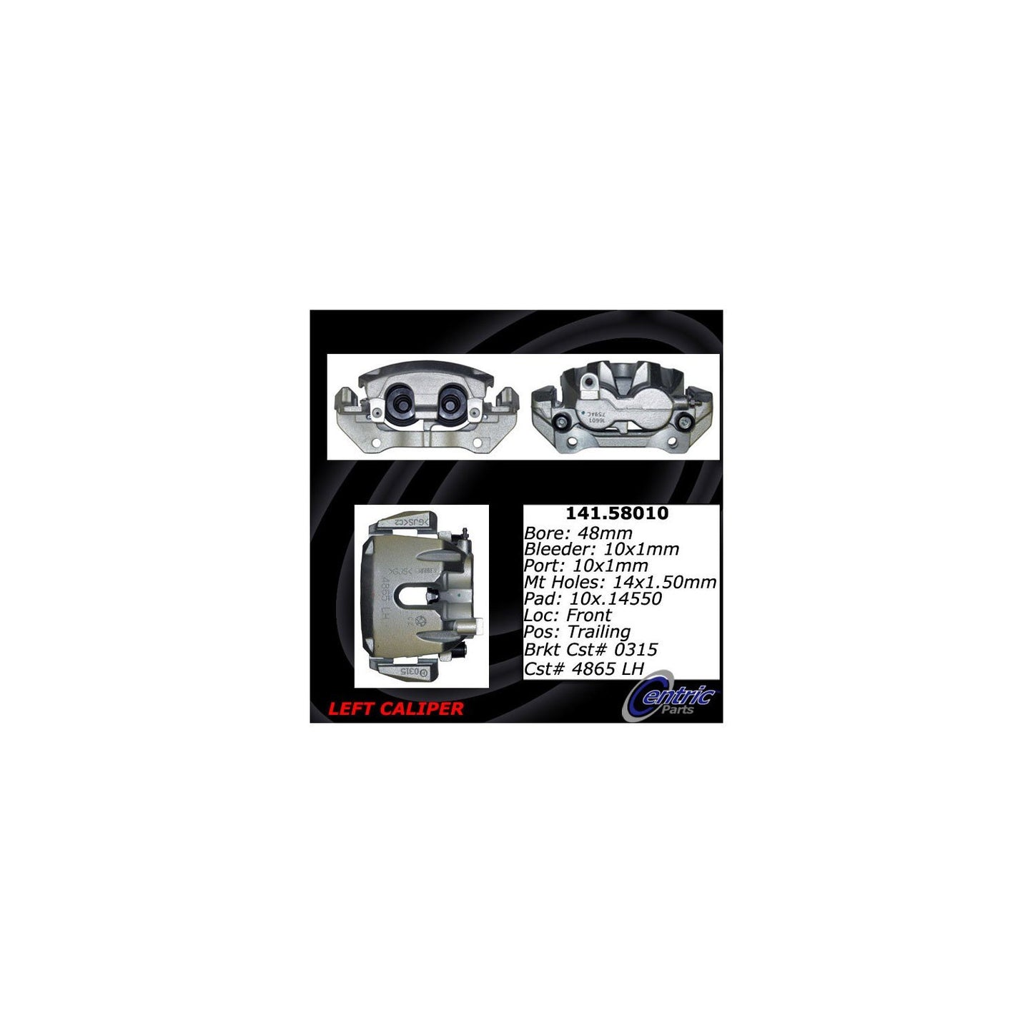 Centric Parts Disc Brake Caliper Semi-Loaded with New Phenolic Pistons for 2011-2020 Dodge Durango Jeep Grand Cherokee 141.58010