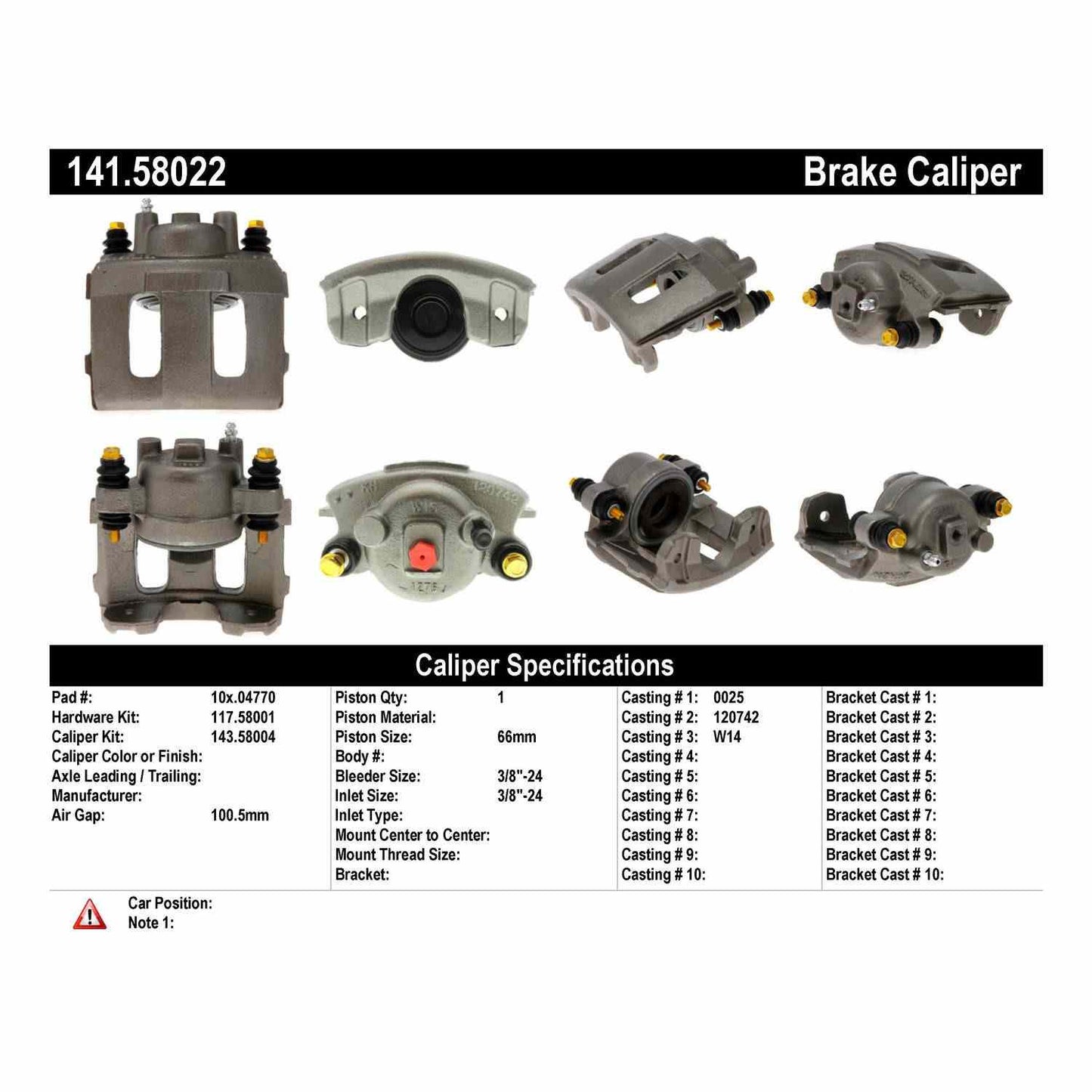 Stoptech Centric Semi-Loaded Brake Caliper - Front Left 141.58022