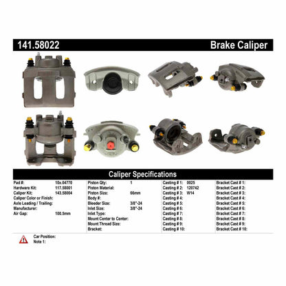 Stoptech Centric Semi-Loaded Brake Caliper - Front Left 141.58022