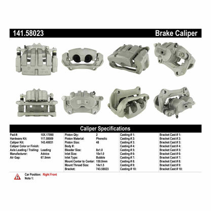 Centric Parts Disc Brake Caliper Semi-Loaded with New Phenolic Pistons for 2014-2021 Jeep Cherokee 141.58023
