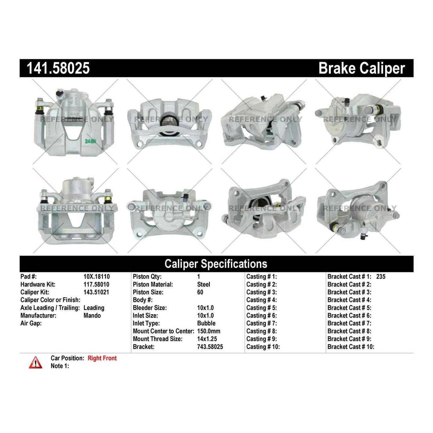 Centric Parts Semi-Loaded Brake Caliper 141.58025
