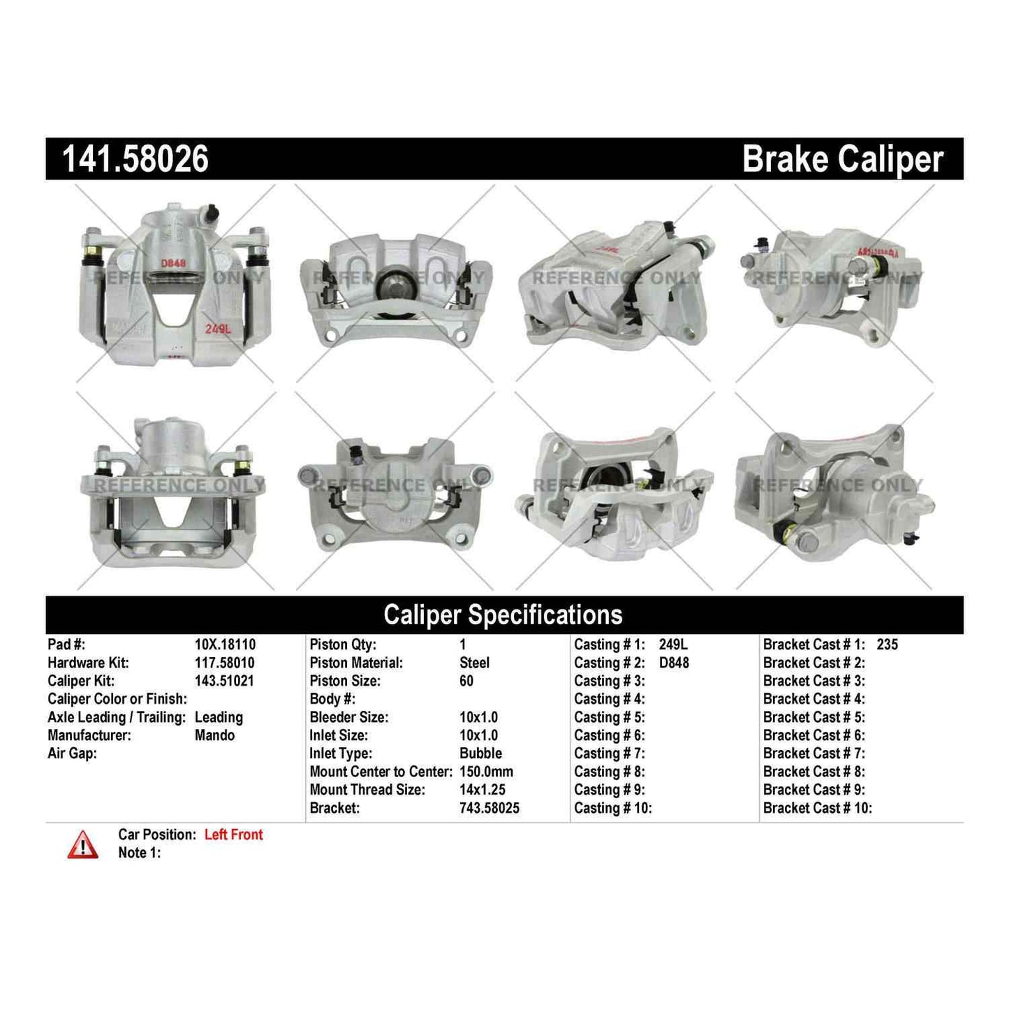 Centric Parts Disc Brake Caliper Semi-Loaded with Anti-Corrosion Finish for 2018-2016 Fiat 500X Jeep Compass 2022-2017 Renegade 141.58026