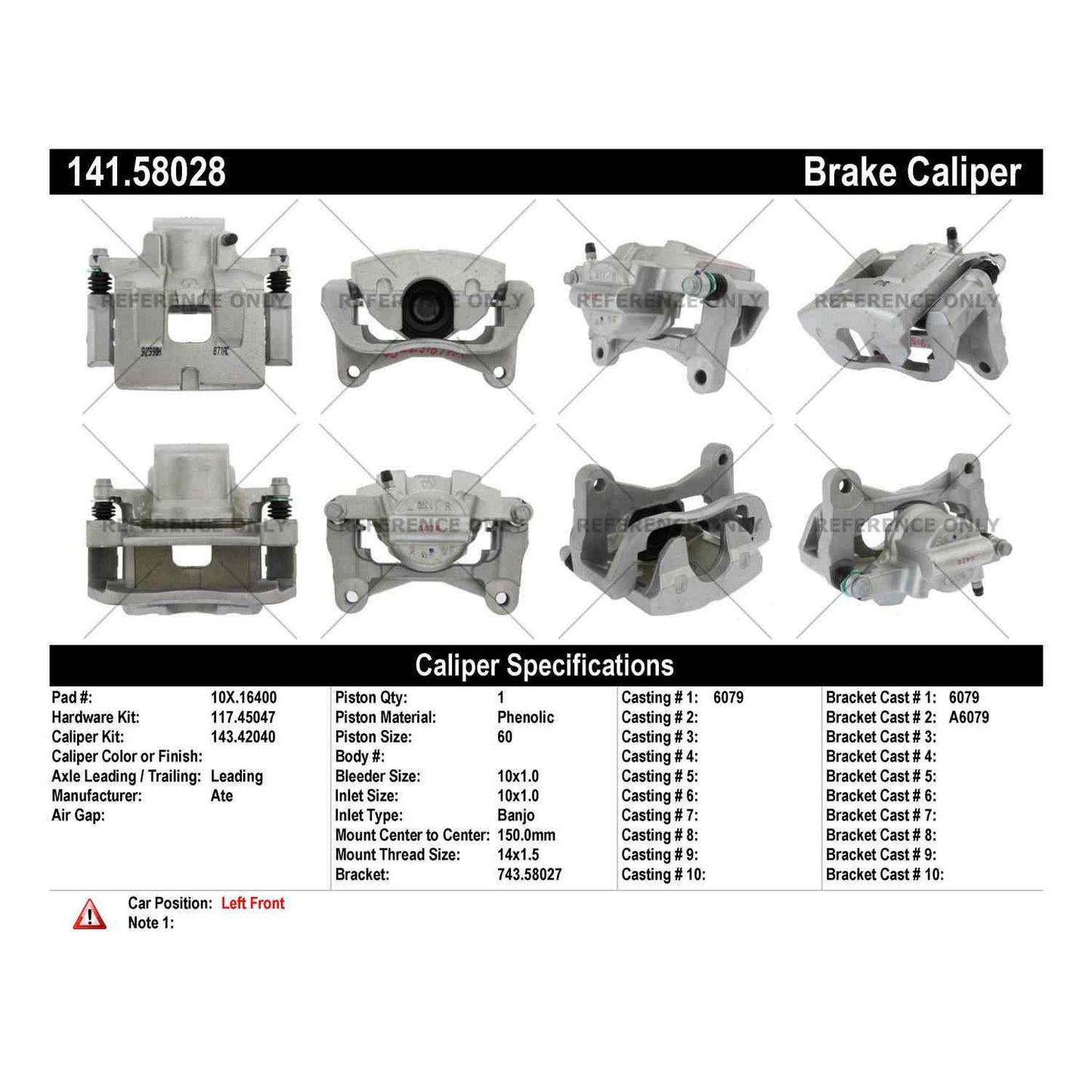Centric Parts Disc Brake Caliper Semi-Loaded with New Phenolic Pistons for 2015-2017 Chrysler 200 2014-2020 Jeep Cherokee 141.58028