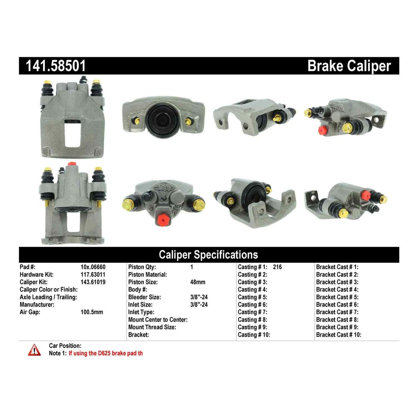 Stoptech Centric Semi-Loaded Brake Caliper - Rear Right 141.58501
