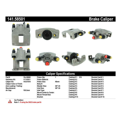 Stoptech Centric Semi-Loaded Brake Caliper - Rear Right 141.58501