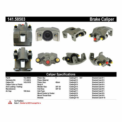 Centric Parts Disc Brake Caliper Semi-Loaded with New Phenolic Pistons for 2003-2006 Jeep TJ Wrangler 141.58503