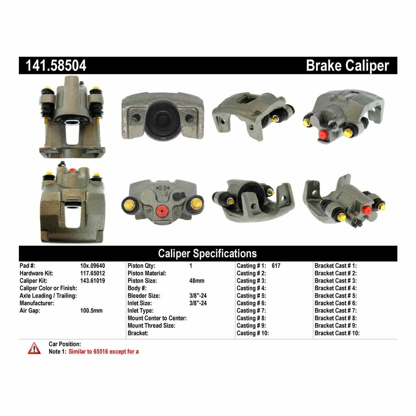Stoptech Centric Semi-Loaded Brake Caliper - Rear Left 141.58504