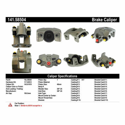 Stoptech Centric Semi-Loaded Brake Caliper - Rear Left 141.58504