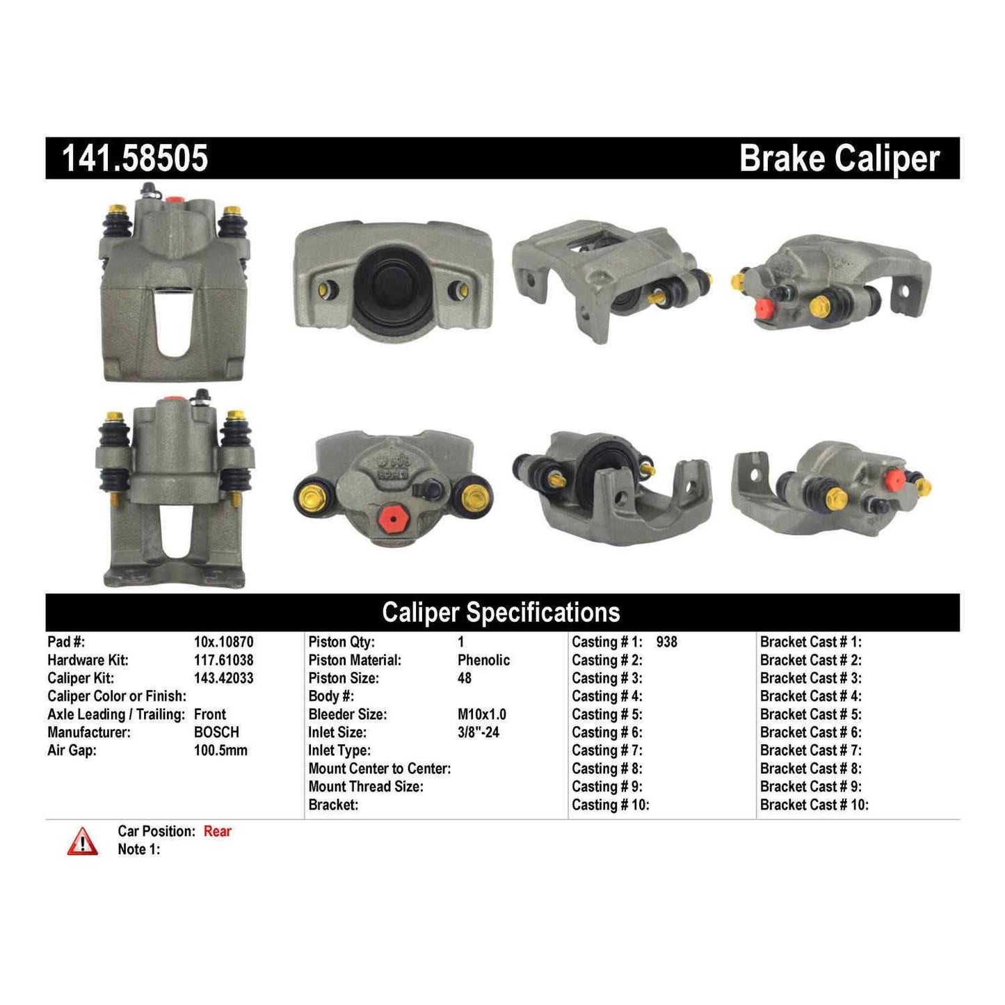 Centric Parts Disc Brake Caliper Semi-Loaded with New Phenolic Pistons for 2006-2010 Jeep Commander 2005-2010 Grand Cherokee 141.58505