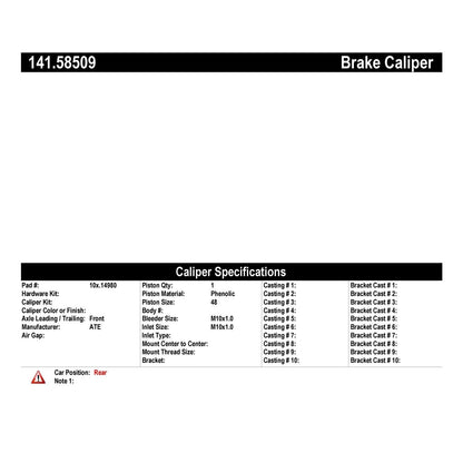 Centric Parts Disc Brake Caliper Semi-Loaded with New Phenolic Pistons for 2011-2020 Dodge Durango Jeep Grand Cherokee 141.58509