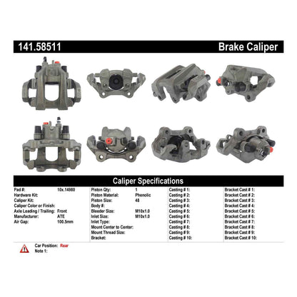 Centric Parts Disc Brake Caliper Semi-Loaded with New Phenolic Pistons for 2011-2021 Dodge Durango Jeep Grand Cherokee 141.58511