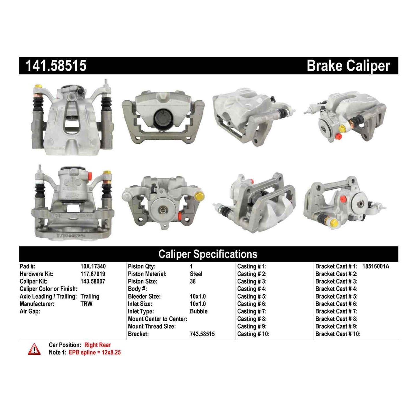 Stoptech Centric Semi-Loaded Brake Caliper - Rear Right 141.58515