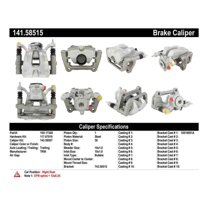 Stoptech Centric Semi-Loaded Brake Caliper - Rear Right 141.58515
