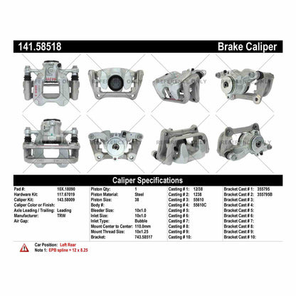 StopTech Semi-Loaded Brake Caliper EPB 141.58518