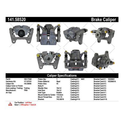 Centric Parts Semi-Loaded Brake Caliper EPB 141.58520