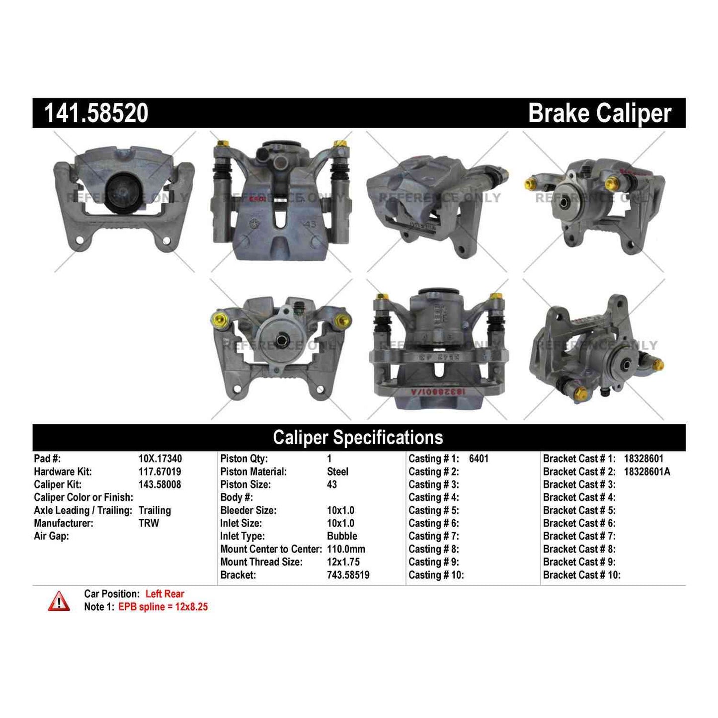 Centric Parts Semi-Loaded Brake Caliper EPB 141.58520
