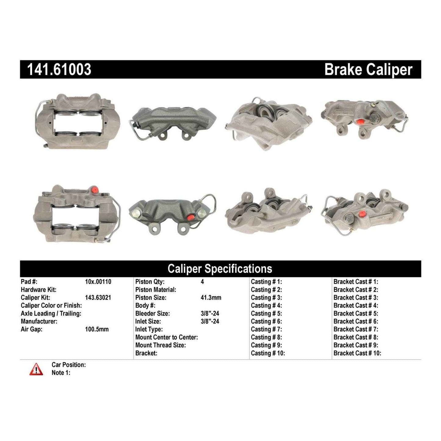 Stoptech Centric 1967 Mercury Cougar Semi Loaded Front Right Rebuilt Caliper 141.61003