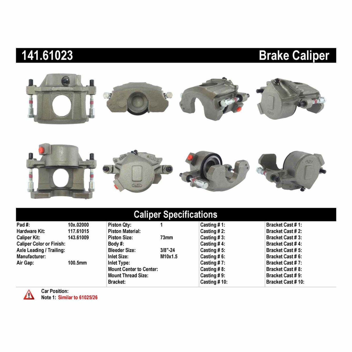 Centric Parts Disc Brake Caliper Semi-Loaded with Anti-Corrosion Finish for 1981-1992 Ford Country Squire, LTD Crown Victoria, Mustang, Lincoln Continental, Mark VI/VII, Town Car, Mercury Colony Park, Grand Marquis 141.61023