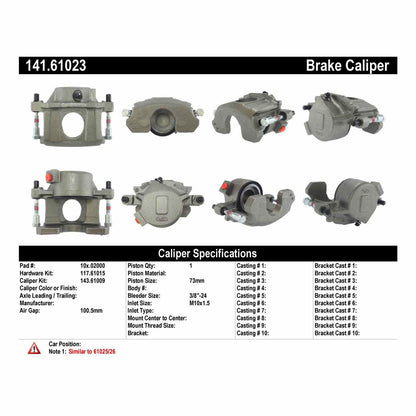 Centric Parts Disc Brake Caliper Semi-Loaded with Anti-Corrosion Finish for 1981-1992 Ford Country Squire, LTD Crown Victoria, Mustang, Lincoln Continental, Mark VI/VII, Town Car, Mercury Colony Park, Grand Marquis 141.61023