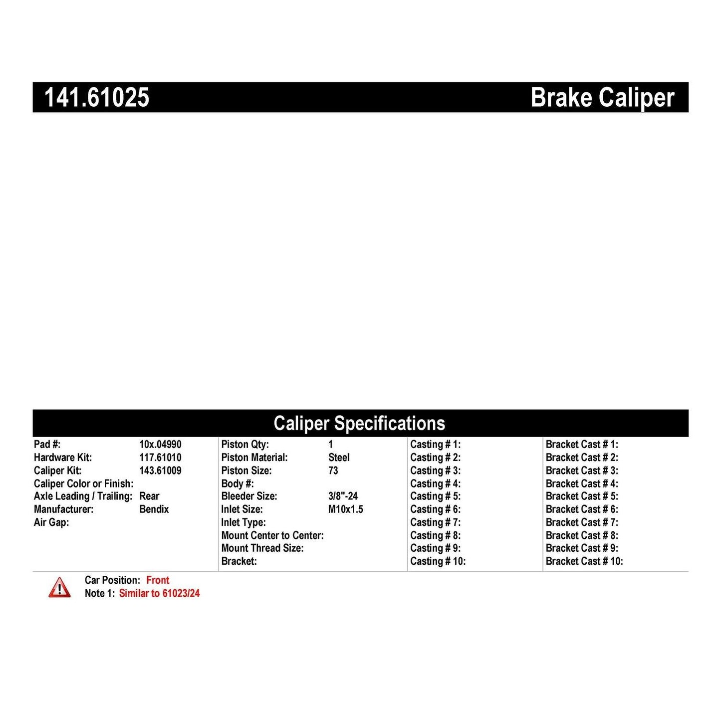 Centric Parts Semi-Loaded Brake Caliper 141.61025