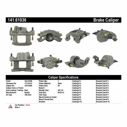 Centric Parts Semi-Loaded Brake Caliper 141.61036