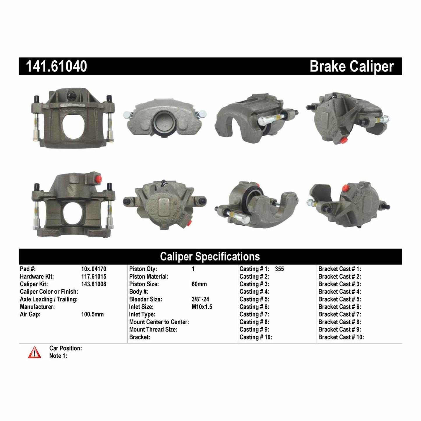 Centric Parts Disc Brake Caliper Semi-Loaded for 1987-1990 Ford Mustang Thunderbird 141.61040