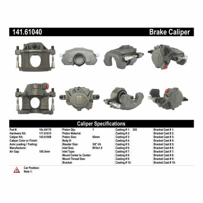 Centric Parts Disc Brake Caliper Semi-Loaded for 1987-1990 Ford Mustang Thunderbird 141.61040
