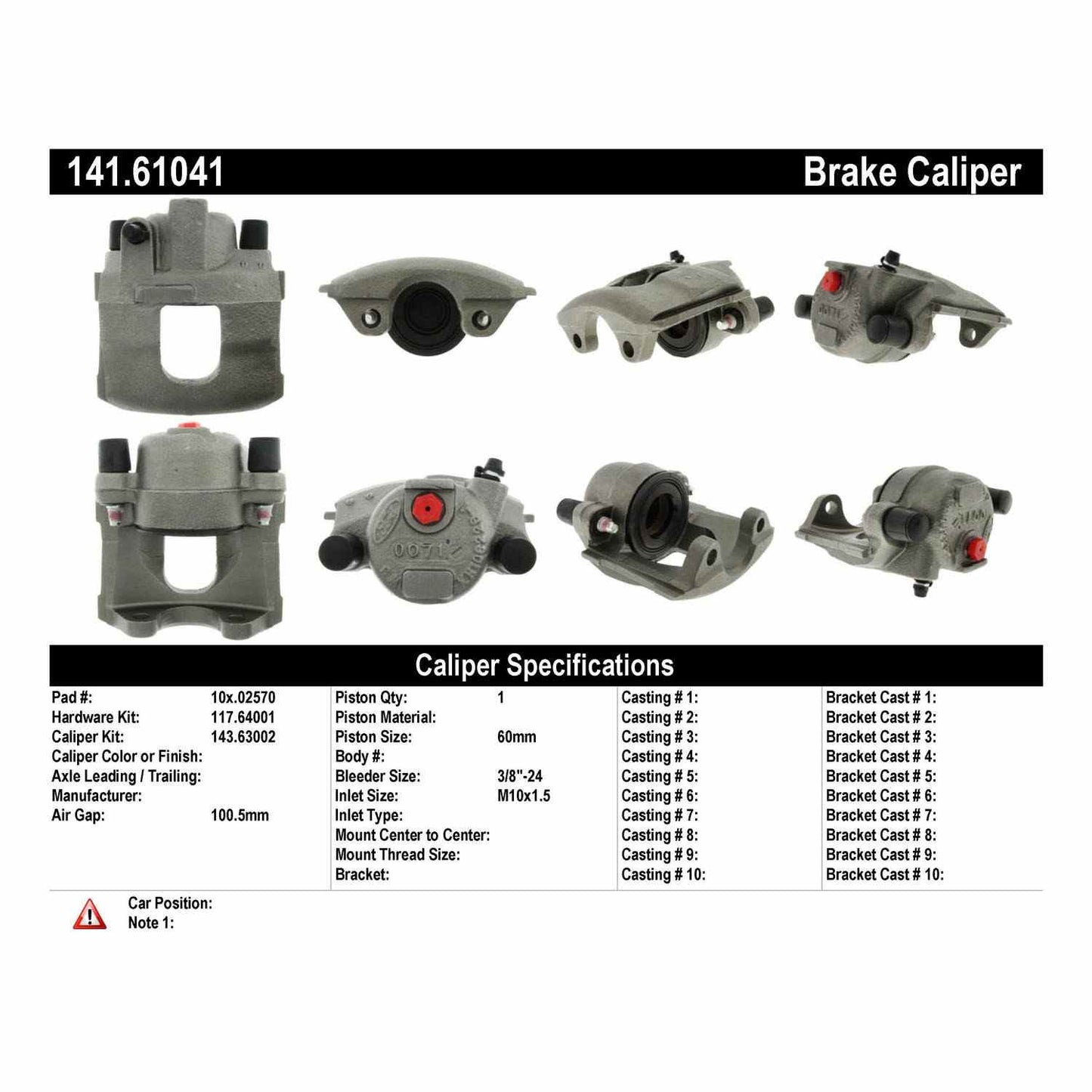 Centric Parts Disc Brake Caliper Semi-Loaded with New Phenolic Pistons for Ford Escort 1990-1983 141.61041