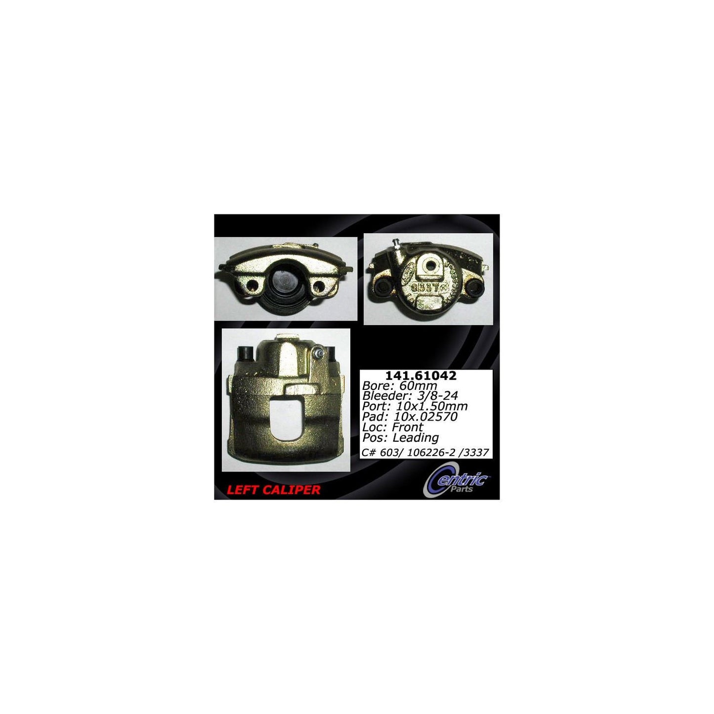 Centric Parts Disc Brake Caliper Semi-Loaded with New Phenolic Pistons for 1983-1994 Ford Escort 141.61042