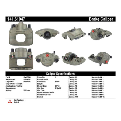 Centric Parts Disc Brake Caliper Semi-Loaded with New Phenolic Pistons for 1992-1986 Ford Taurus, Lincoln Continental, Mercury Sable 141.61047