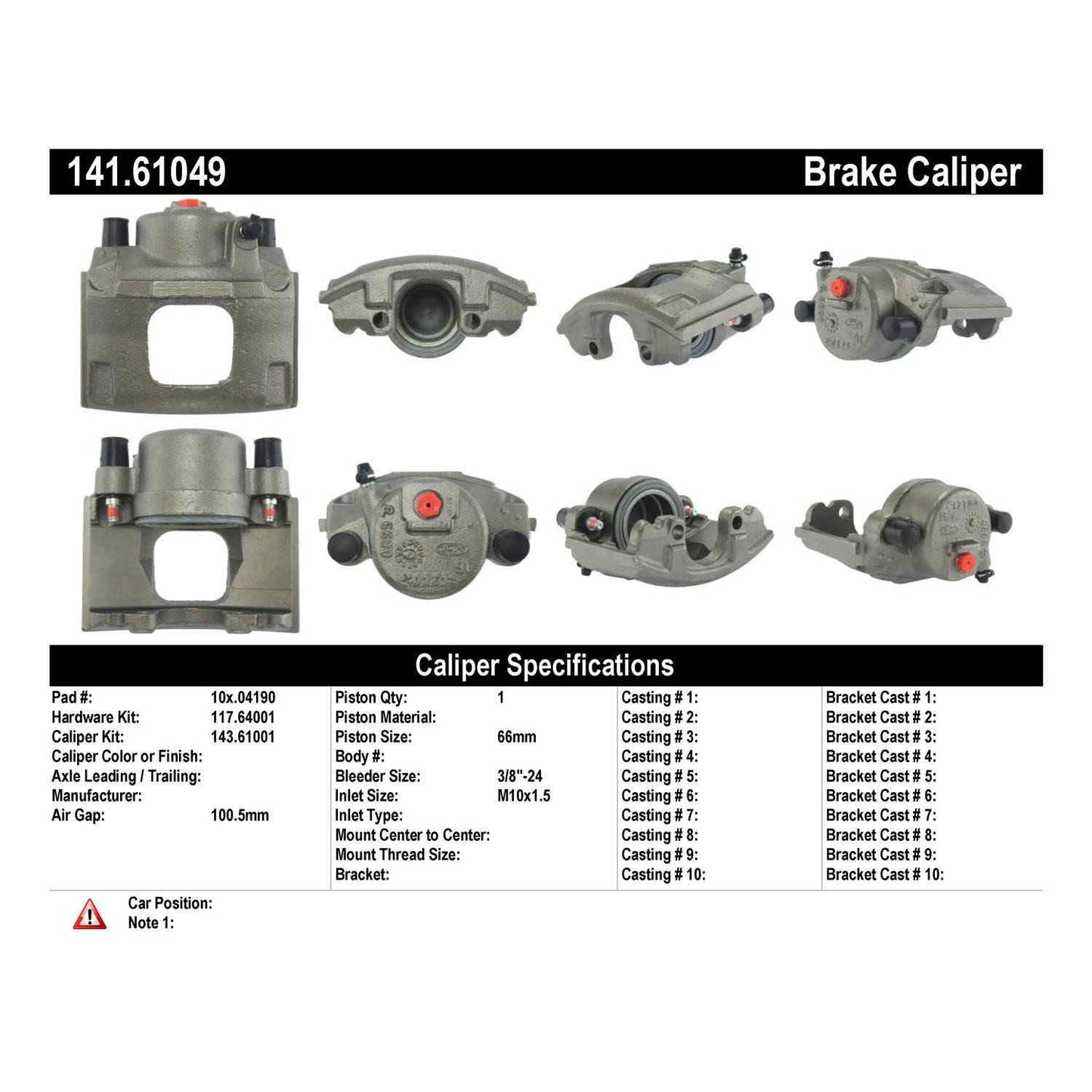 Centric Parts Disc Brake Caliper Semi-Loaded with anti-corrosion finish for 1989-1992 Ford Thunderbird Mercury Cougar 141.61049