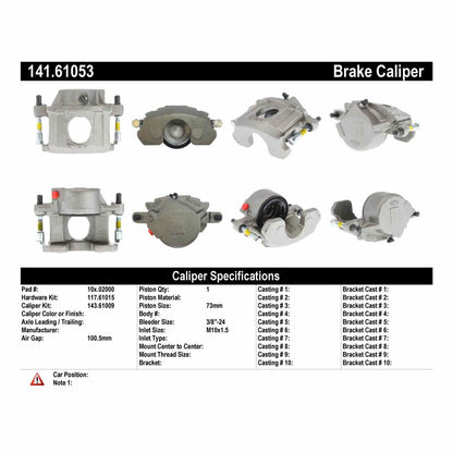 Centric Parts Semi-Loaded Brake Caliper 141.61053