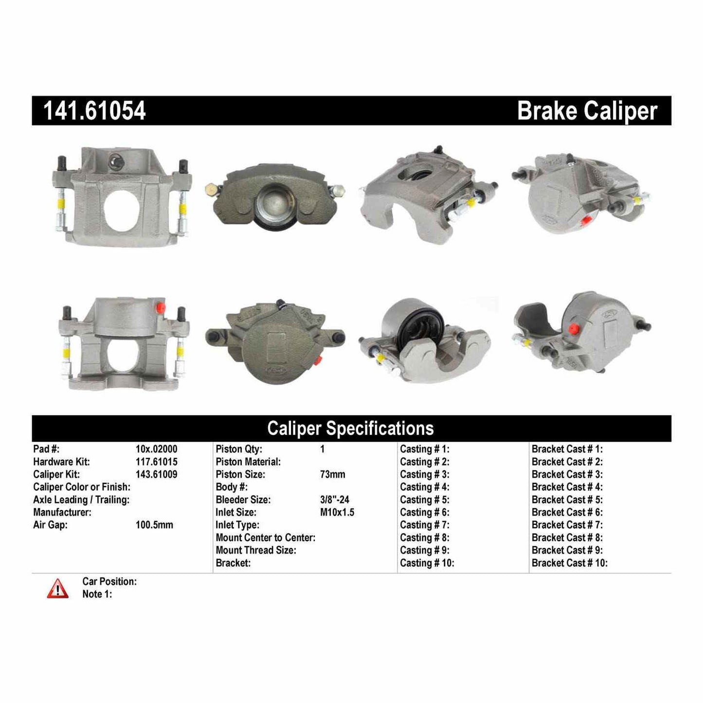 Centric Parts Disc Brake Caliper Semi-Loaded with Anti-Corrosion Finish for 1991-1994 Ford Country Squire Crown Victoria Lincoln Town Car Mercury Grand Marquis 141.61054