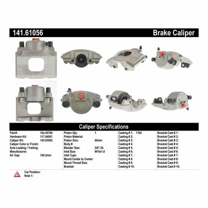 Stoptech Centric Semi-Loaded Brake Caliper - Front Left 141.61056