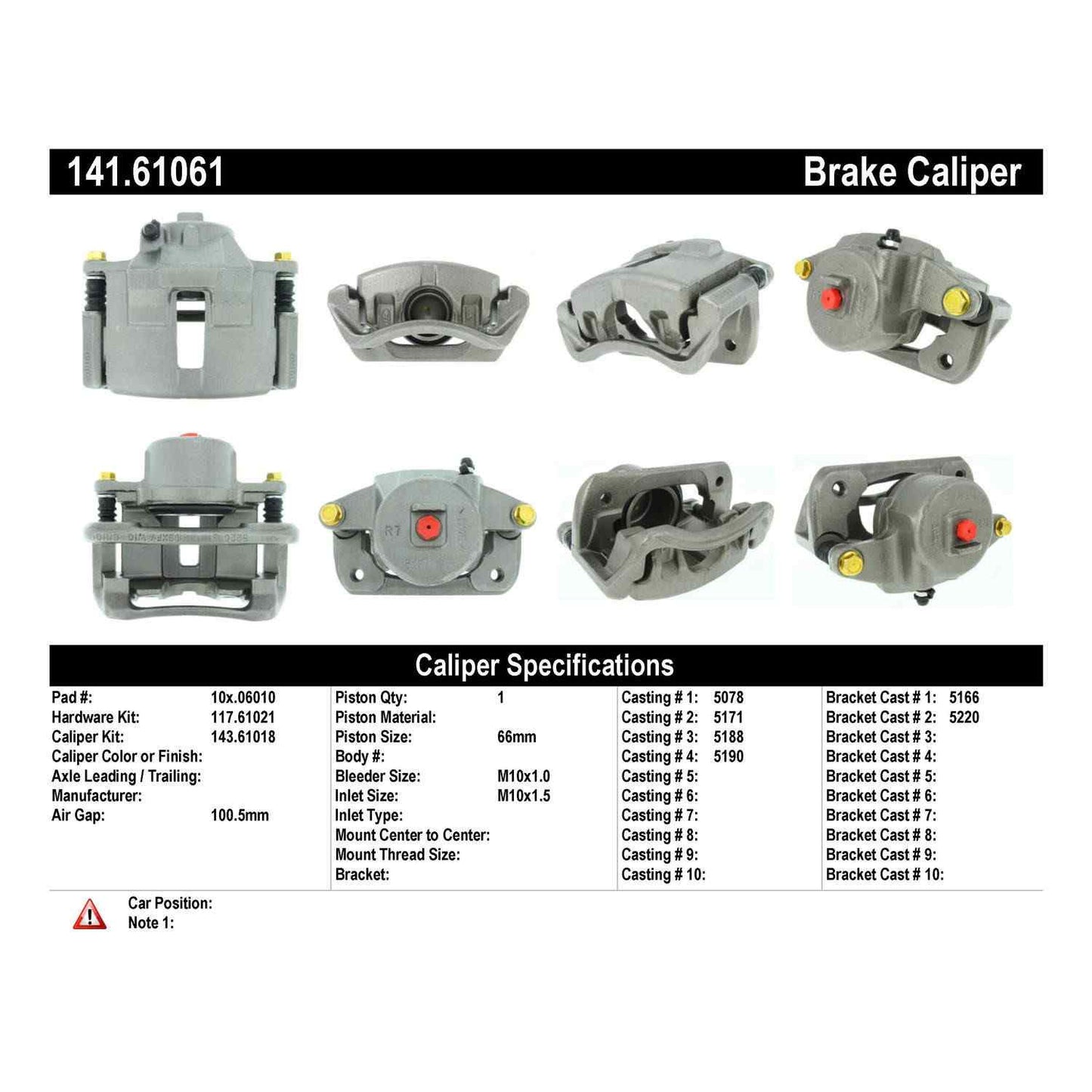 Centric Parts Disc Brake Caliper Semi-Loaded for 1994-2000 Ford Taurus Lincoln Continental Mercury Sable 141.61061
