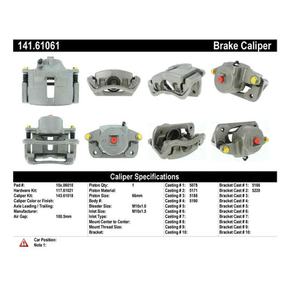 Centric Parts Disc Brake Caliper Semi-Loaded for 1994-2000 Ford Taurus Lincoln Continental Mercury Sable 141.61061