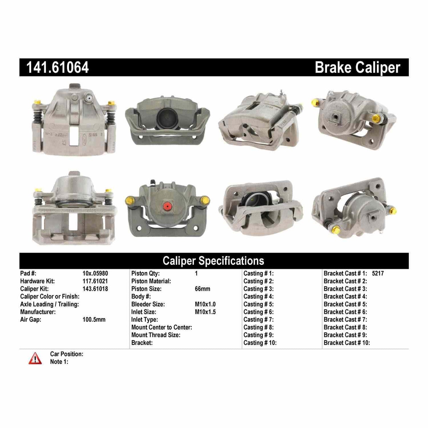 Stoptech Centric Semi-Loaded Brake Caliper - Front L/R 141.61064