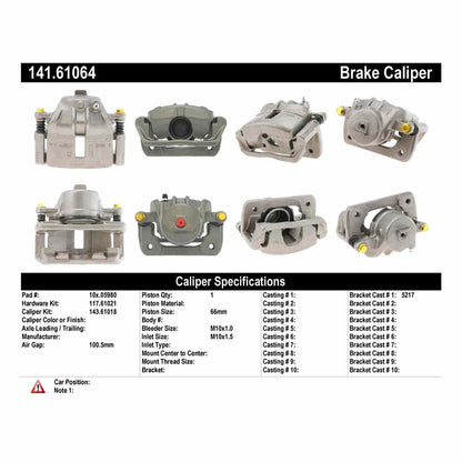 Stoptech Centric Semi-Loaded Brake Caliper - Front L/R 141.61064