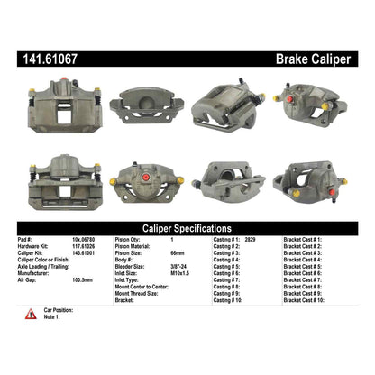 Centric Parts Disc Brake Caliper Semi-Loaded with anti-corrosion finish for 1995-1997 Ford Crown Victoria Lincoln Town Car Mercury Grand Marquis 141.61067