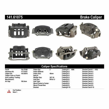 Centric Parts Disc Brake Caliper Semi-Loaded with New Phenolic Pistons for 1998-2002 Ford Crown Victoria Lincoln Town Car Mercury Grand Marquis 141.61075