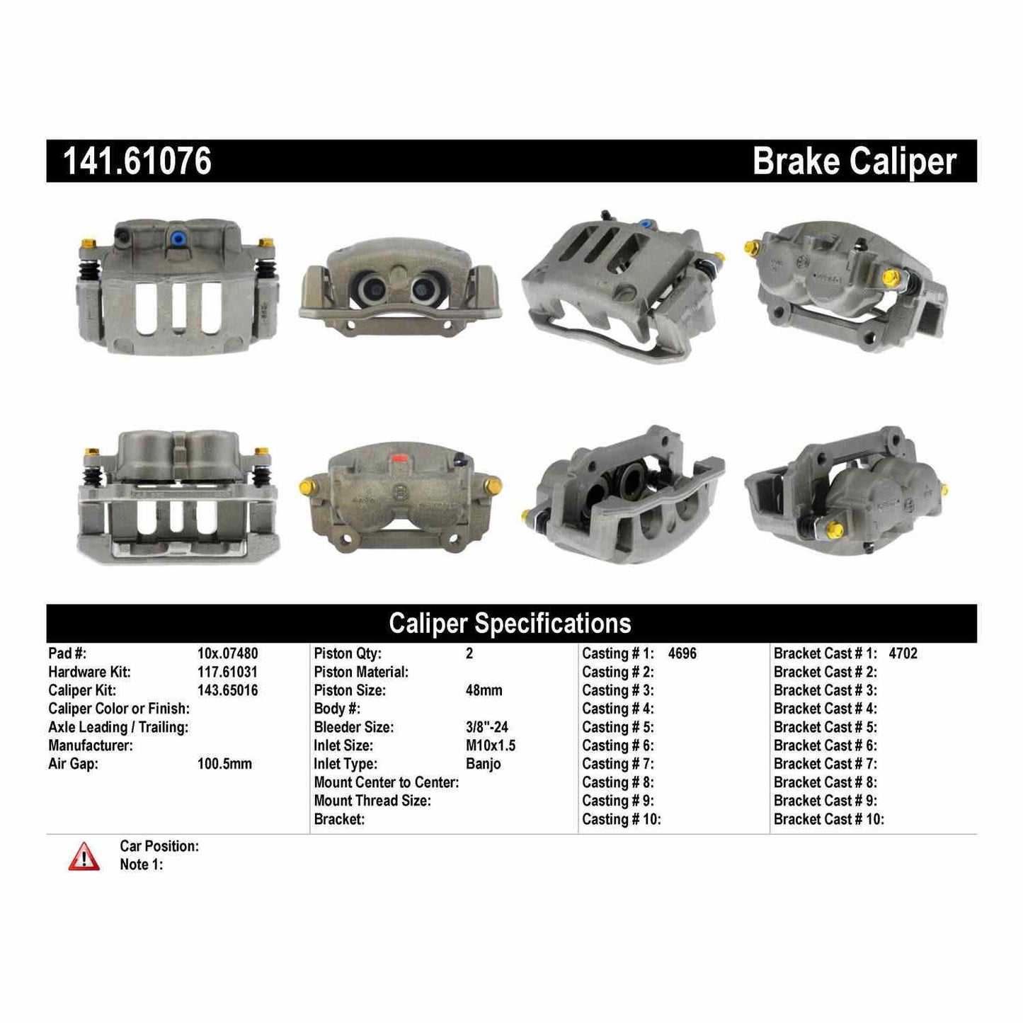 Centric Parts Semi-Loaded Brake Caliper with New Phenolic Pistons 141.61076
