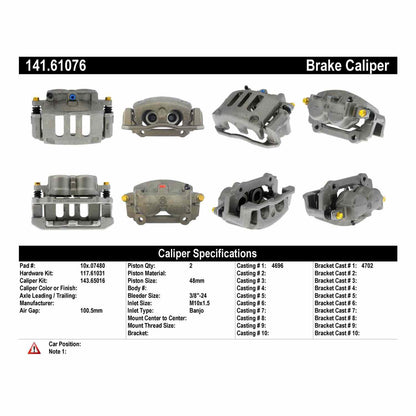 Centric Parts Semi-Loaded Brake Caliper with New Phenolic Pistons 141.61076